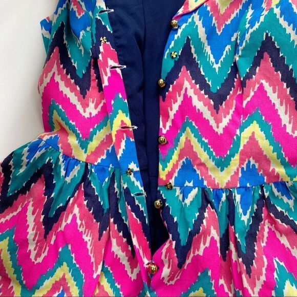 Lilly Pulitzer Hearts a Flutter Sleeveless Mini Dress Pink Blue Pattern 00 - Picture 9 of 16